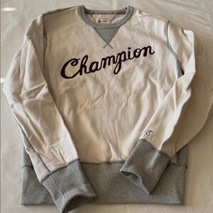 Todd Snyder x Champion Cream and Gray Logo Sweatshirt